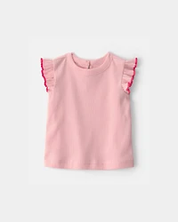 Baby Girl 2-Piece Chambray Romper Set - Pink/Blue