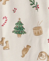 Baby Christmas Print PurelySoft Long-Sleeve Sleeper - White