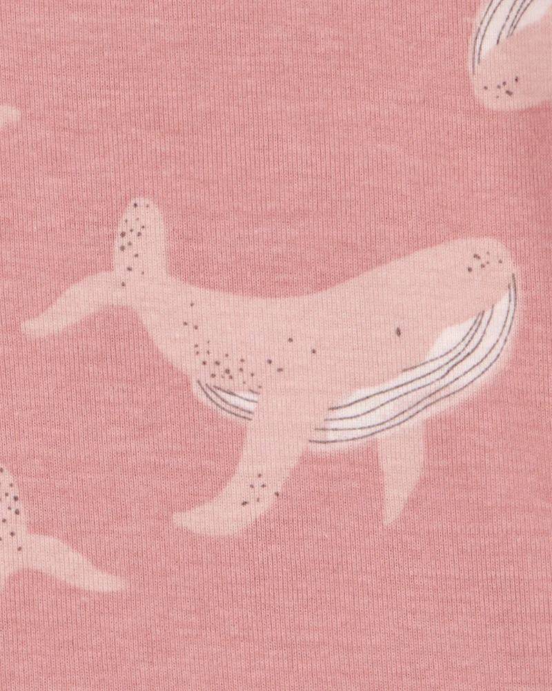 Toddler Whale Striped Snug Fit Cotton 4-Piece Pyjamas