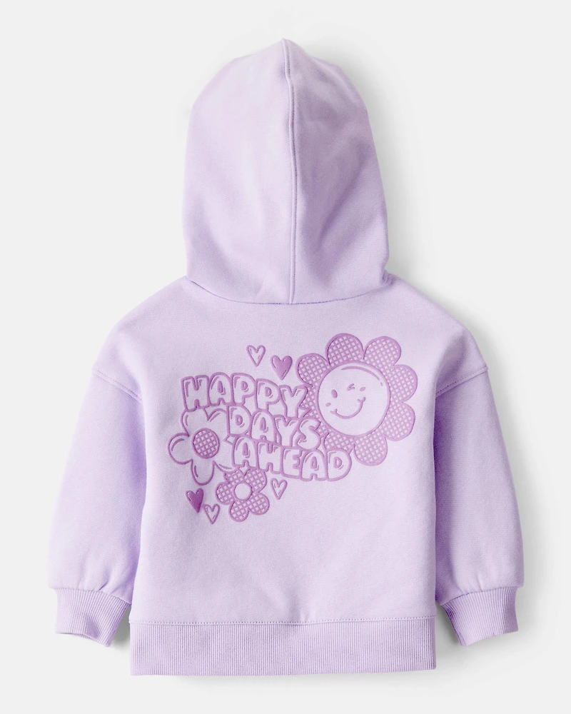 Baby Girl 2-Piece Flower Graphic Long-Sleeve Hoodie & Pant Set - Purple