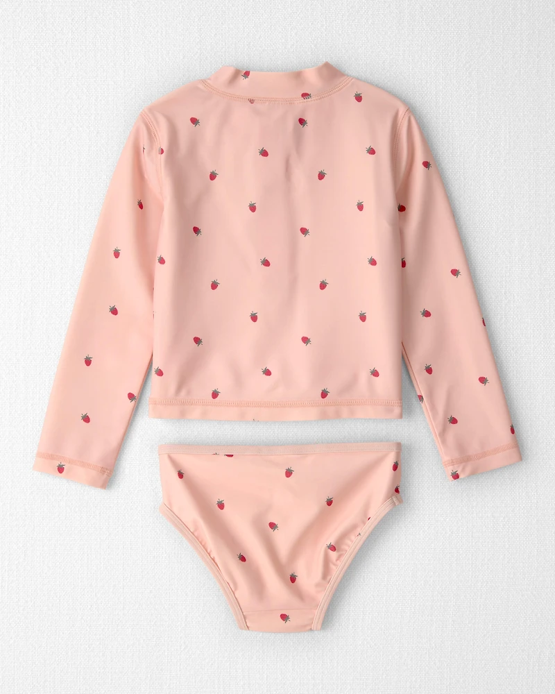 Toddler Girl 2-Piece Recycled Rashguard Swimsuit Set Blissful Petals Print