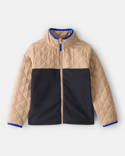 Boys Colour Block Zip-Up Jacket - Black