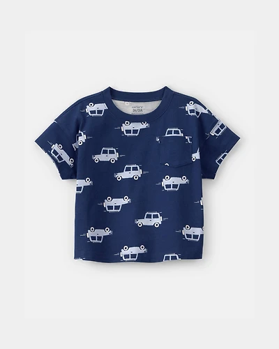 Toddler Boy Car Pocket Tee - Blue
