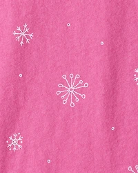 Toddler Girl Snowflake Print Long-Sleeve Pocket Tee - Pink