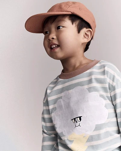 Toddler Striped Storm Long-Sleeve Relaxed Graphic Tee - Teal