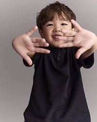 Toddler Boy Henley Tee - Black