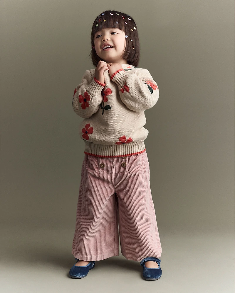 Toddler Girl Urban Wide Leg Corduroy Pant - Light Pink