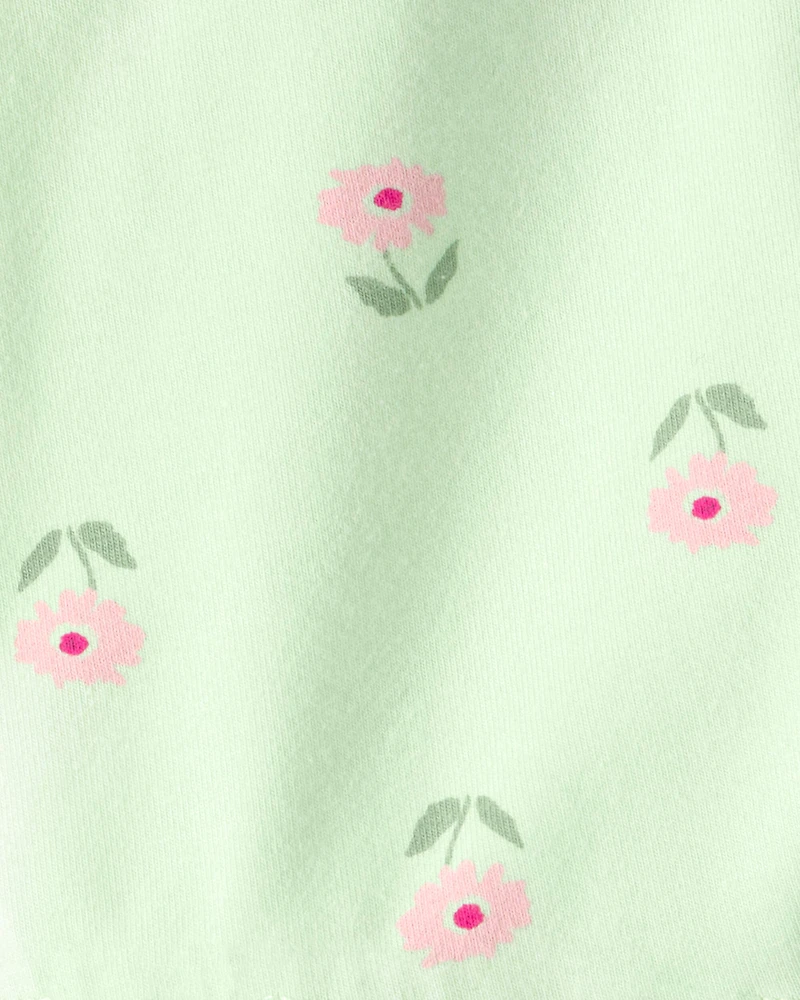 Baby Girl Floral Bike Shorts - Green