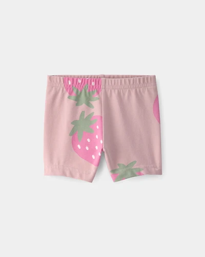 Baby Girl Strawberry Bike Shorts - Pink