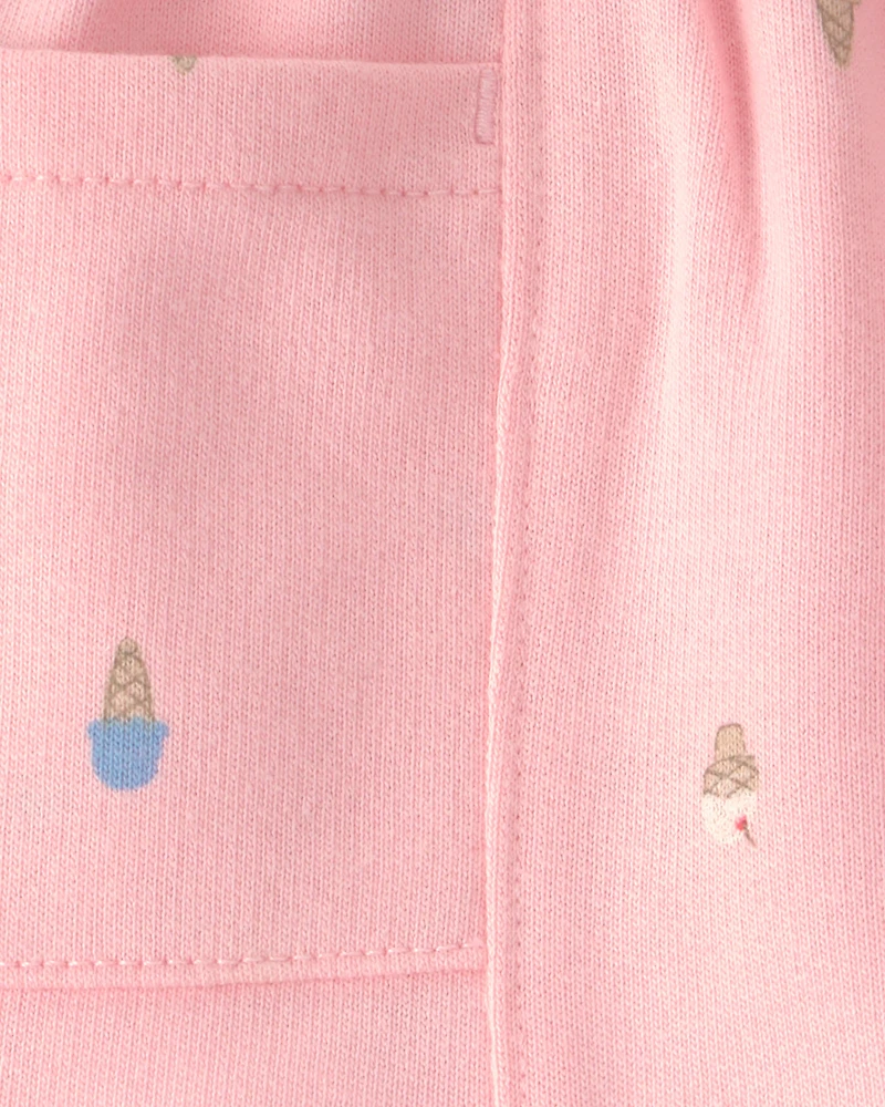Baby Girl Ice Cream French Terry Shorts - Pink