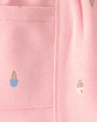 Baby Girl Ice Cream French Terry Shorts - Pink
