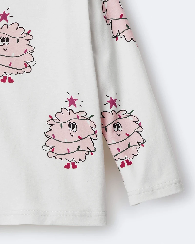 Toddler Girl Holiday Squish Character Long-Sleeve Graphic Tee - Ivory