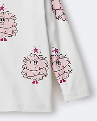 Toddler Girl Holiday Squish Character Long-Sleeve Graphic Tee - Ivory