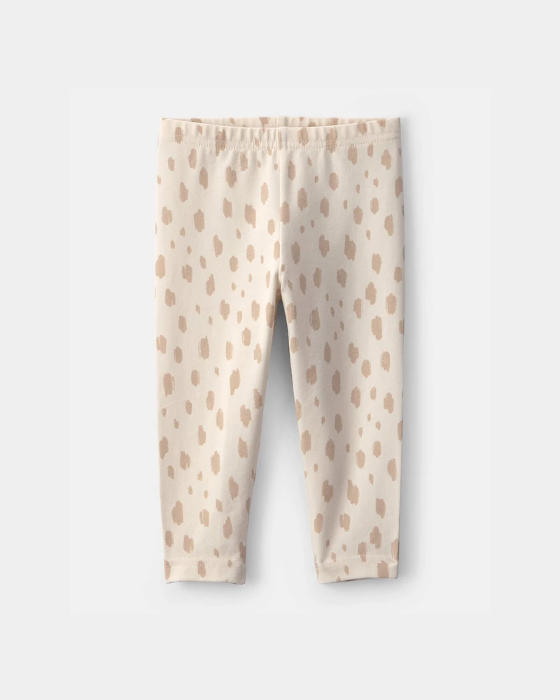 Baby Girl Dots Pull-On Stretch Leggings - Cream