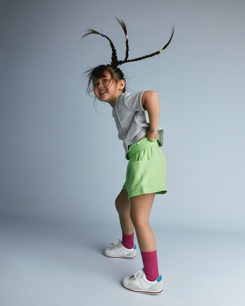 Toddler Girl Swing Short with Pockets - Lime Green