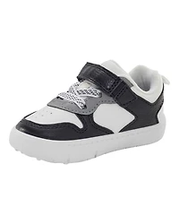 Baby Every Step® First Walker  Faux Leather Fashion Sneakers - White/Black
