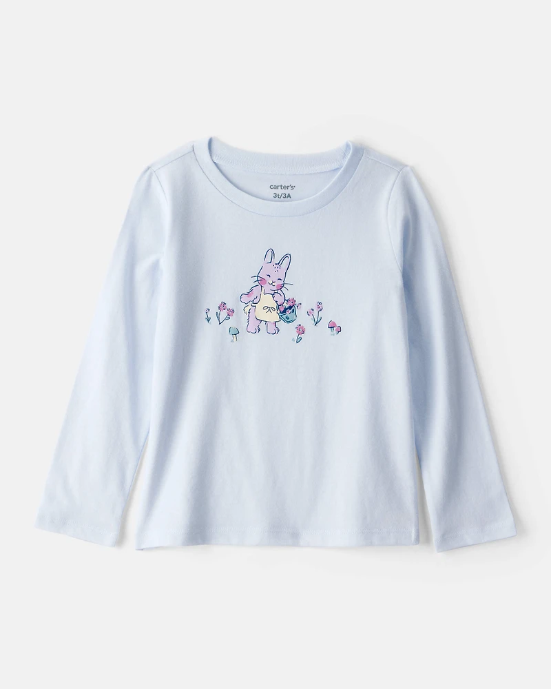 Toddler Girl Bunny Long-Sleeve Graphic Tee - Blue