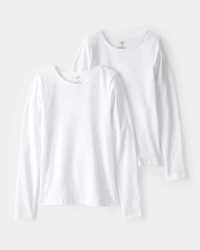 Girls Long-Sleeve Undershirts - White