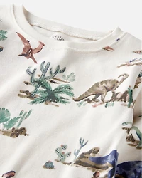 Kids Dinosaur Print Organic Cotton 2-Piece Pyjamas