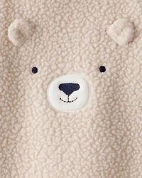 Baby Boy 2-Piece Bear Sherpa Long-Sleeve Overall Set - Brown