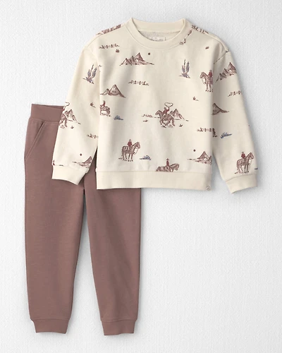 Toddler 2-Piece Organic Cotton French Terry Pullover & Pant Set Western Rodeo