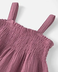 Girls Organic Cotton Smocked Gauze Dress