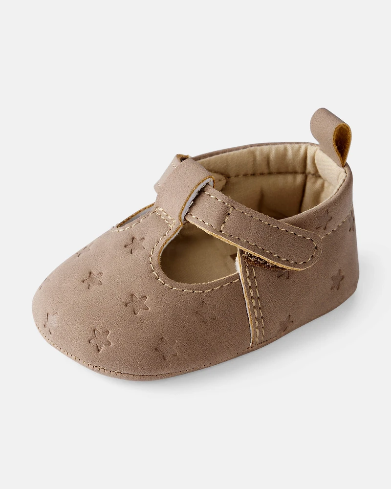Baby Girl Star Mary Jane Shoes - Brown