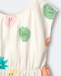 Toddler Girl Avenue Twirl™ Dress Character Print - Cream