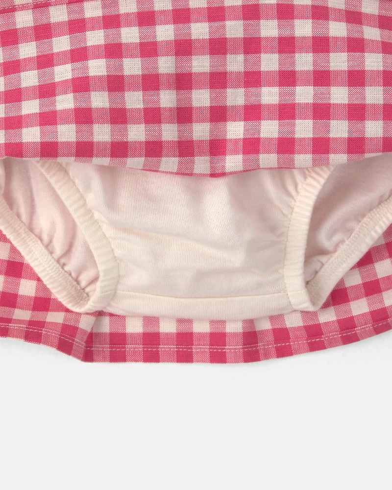 Baby Girl Gingham Pocket Skort – Red