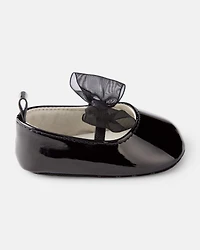 Baby Girl Bow Shiny Mary Jane Dress Shoes - Black