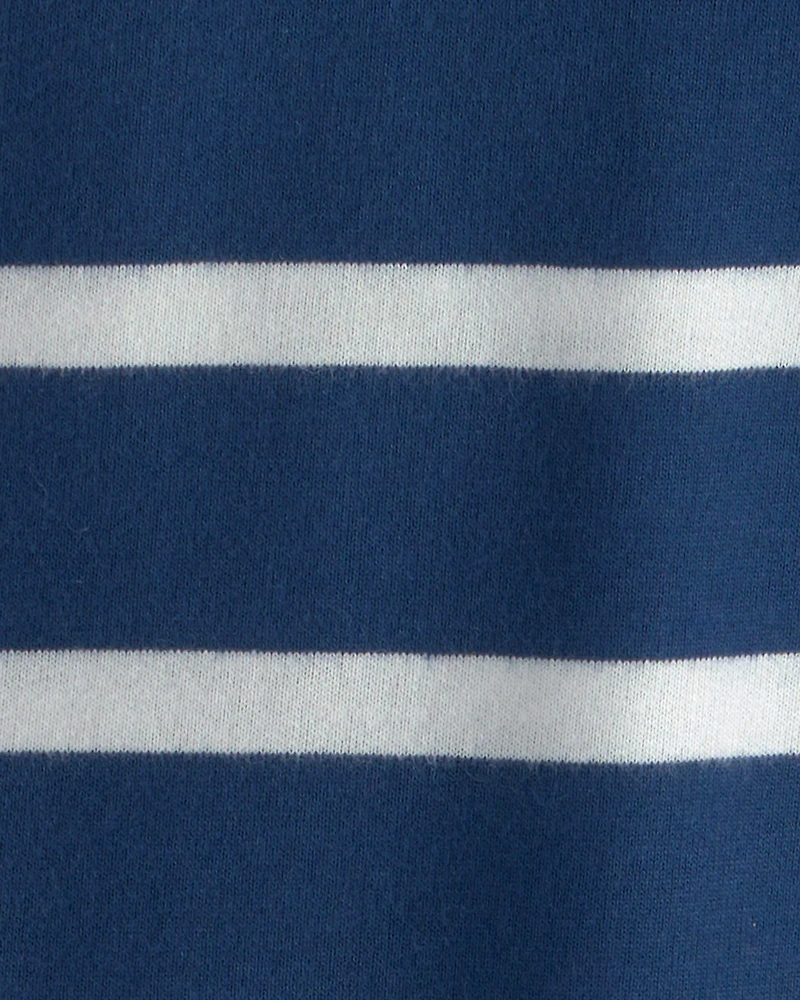 Boys Striped French Terry Quarterzip Pullover - Blue/Ivory