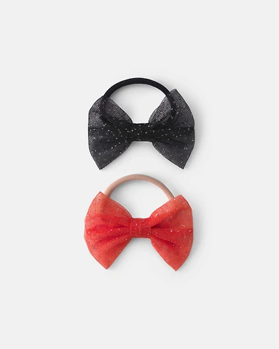 Baby Girl 2-Pack Bow Halloween Headwraps - Orange/Black