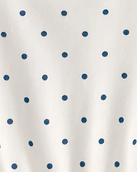 Girls Polka Dot French Terry Dress - White/Blue