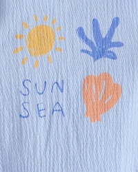Baby Girl 'Sun Sea' Short-Sleeve Romper - Blue