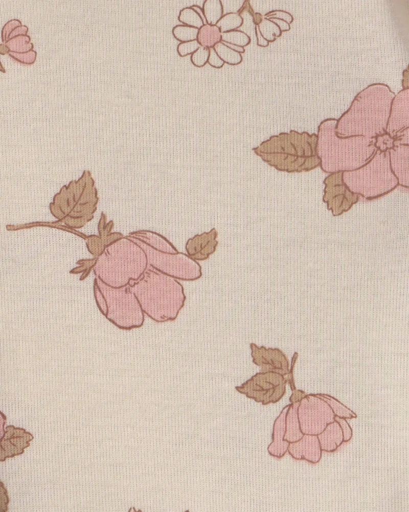 Baby Girl 3-Piece Flowers Bodysuit & Pant Set - Pink/Ivory