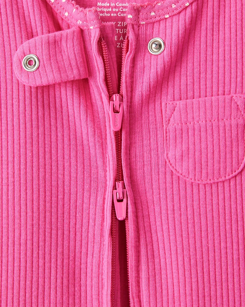 Baby Girl Cotton Long-Sleeve Snug Fit Sleeper - Pink