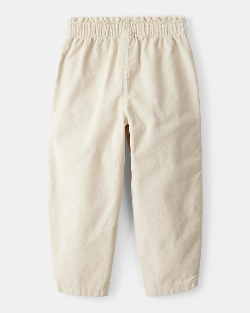 Toddler Girl Heart Pocket Barrel Pants - Tan