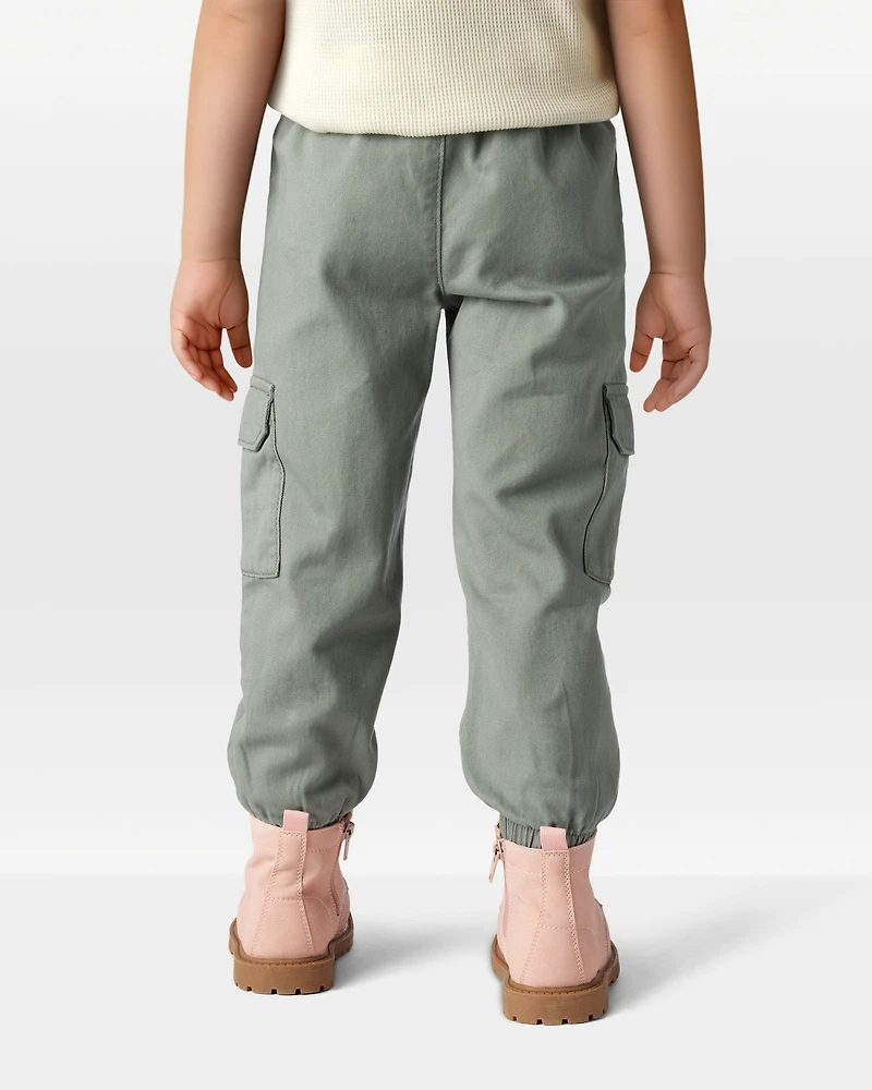 Toddler Girl Cotton Cargo Joggers - Green