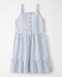 Girls Seersucker Dress Made with Organic Cotton