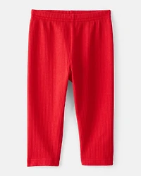 Baby Girl Pull-On Stretch Rib Leggings - Red