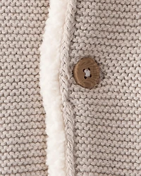 Baby Sherpa Lined Cotton Long-Sleeve Sweater - Brown