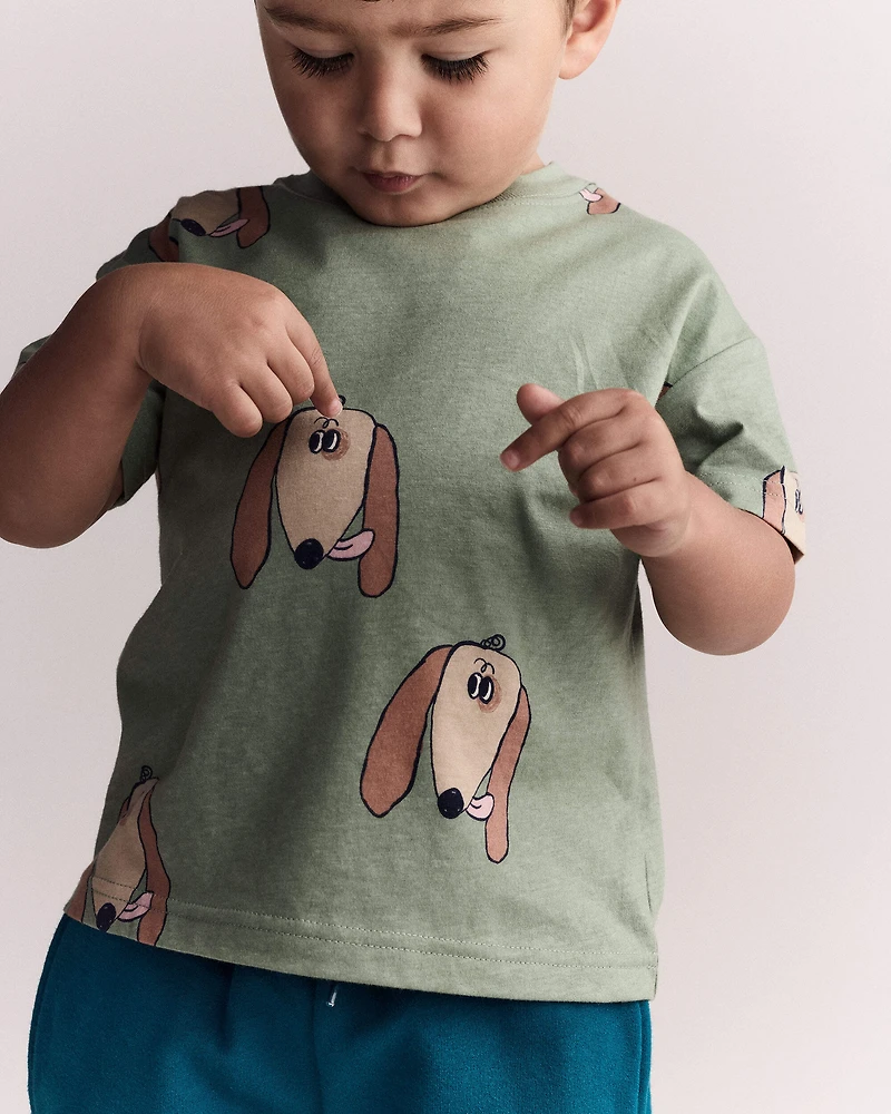 Toddler Dog Relaxed Graphic Tee - Green
