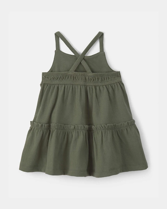 carter's olive green dress Carters Oshkosh Baby Girl Flower Embroidered Sleeveless statement evening dress