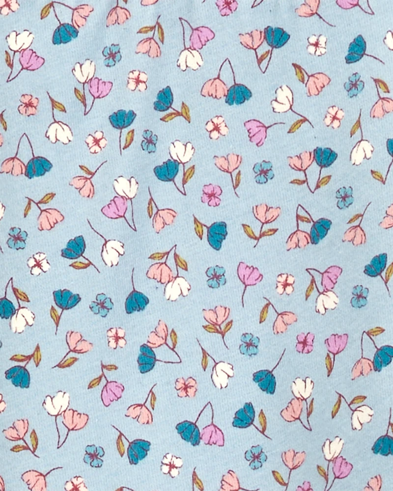 Kid Floral Stretch Leggings - Blue