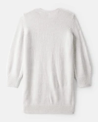 Girls Cable Knit Long-Sleeve Dress - Ivory