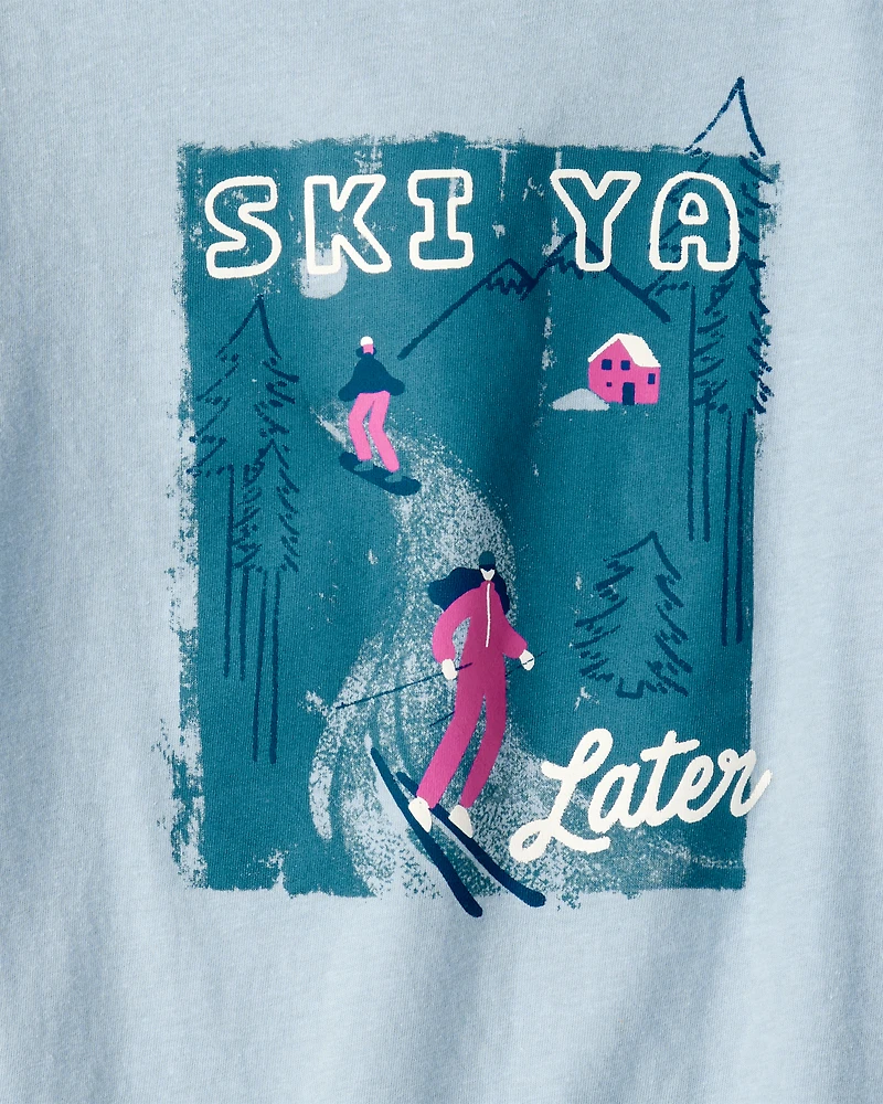 Girls Skiing Long-Sleeve Graphic Tee - Blue