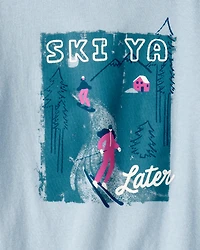 Girls Skiing Long-Sleeve Graphic Tee - Blue