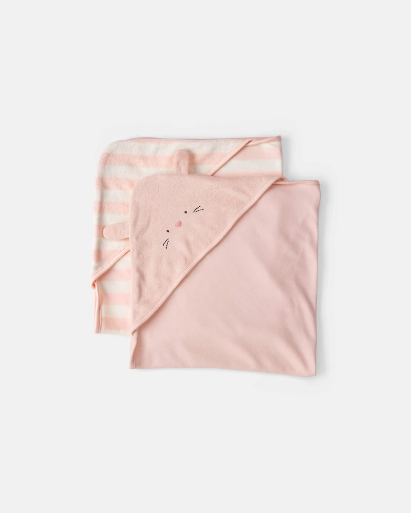 Baby Girl 2-Pack Bunny Terry Towels - Pink