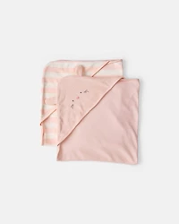 Baby Girl 2-Pack Bunny Terry Towels - Pink