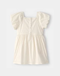Toddler Girl Floral Puff Sleeve Dress - Ivory